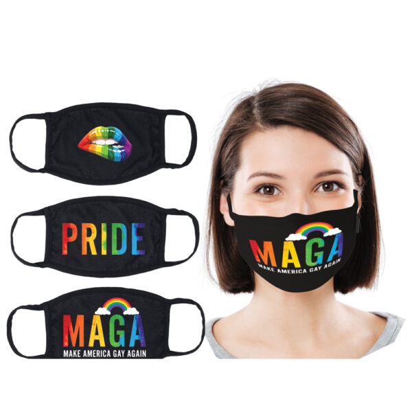 818631033263 2 Maskerade Masks Pride/Gay Again/Rainbow Kiss 3Pk