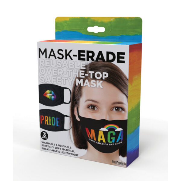 818631033263 Maskerade Masks Pride/Gay Again/Rainbow Kiss 3Pk