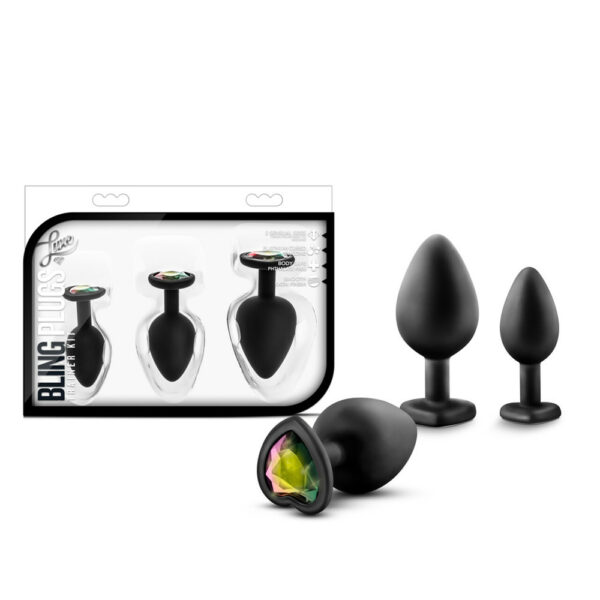 819835020691 Luxe Bling Plugs Training Kit Black With Rainbow Gems