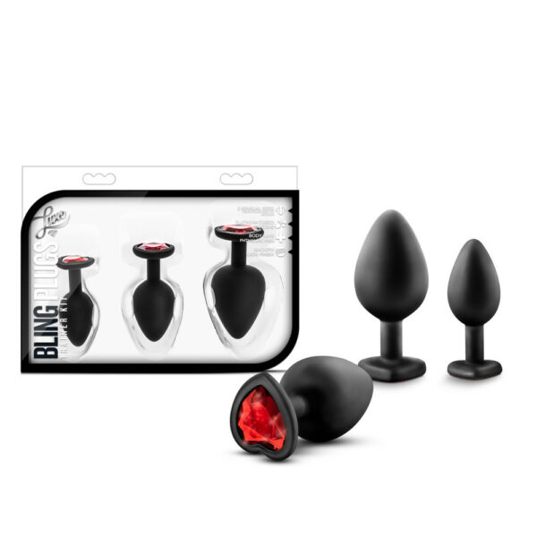 819835020707 Luxe Bling Plugs Training Kit Black With Red Gems