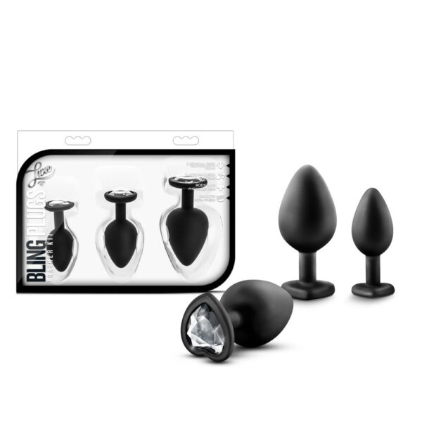 819835020714 Luxe Bling Plugs Training Kit Black With White Gems