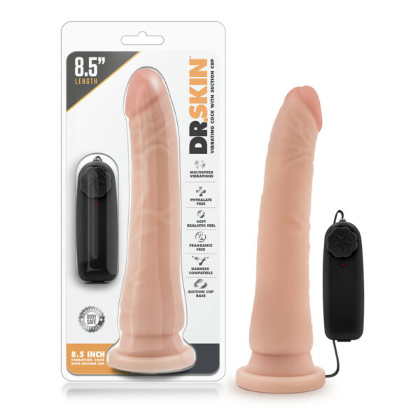 819835020776 Dr. Skin 8.5" Vibrating Realistic Cock With Suction Cup Vanilla