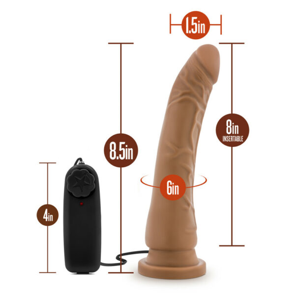 819835020806 3 Dr. Skin 8.5" Vibrating Realistic Cock With Suction Cup Mocha