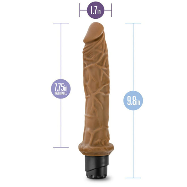 819835021247 3 Dr. Skin Cock Vibe 8 9.75" Vibrating Cock Mocha