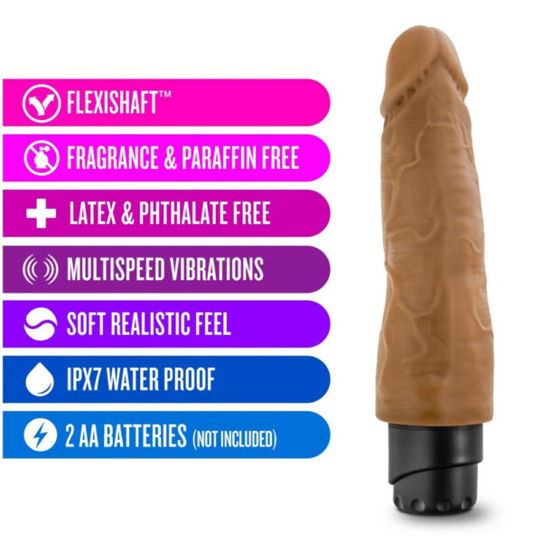 819835021254 2 Dr. Skin Cock Vibe 14 8" Vibrating Cock Mocha