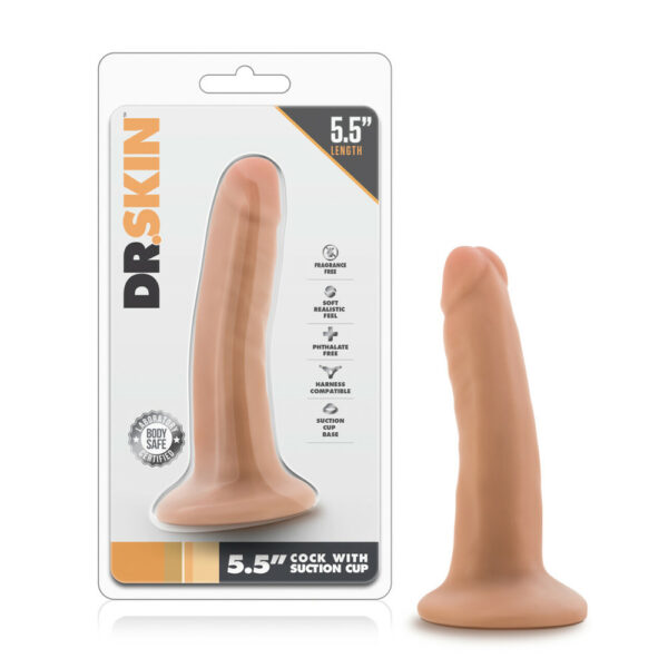 819835021339 Dr. Skin 5.5" Cock With Suction Cup Vanilla