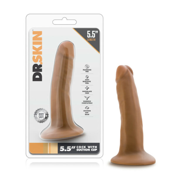 819835021346 Dr. Skin 5.5" Cock With Suction Cup Mocha