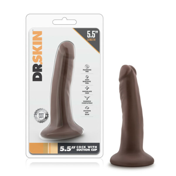 819835021353 Dr. Skin 5.5" Cock With Suction Cup Chocolate