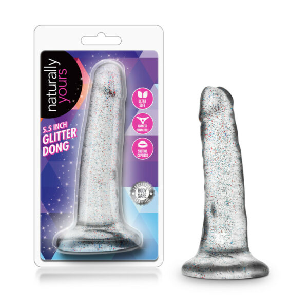 819835021377 Naturally Yours 5.5" Glitter Dong Sparkling Clear