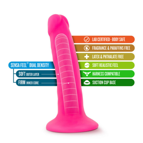 819835021483 2 Neo 6" Dual Density Cock Neon Pink