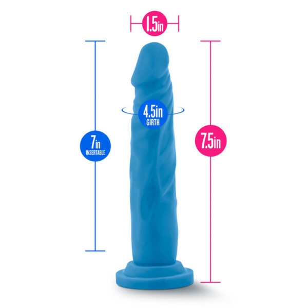 819835021544 3 Neo 7.5" Dual Density Cock Neon Blue