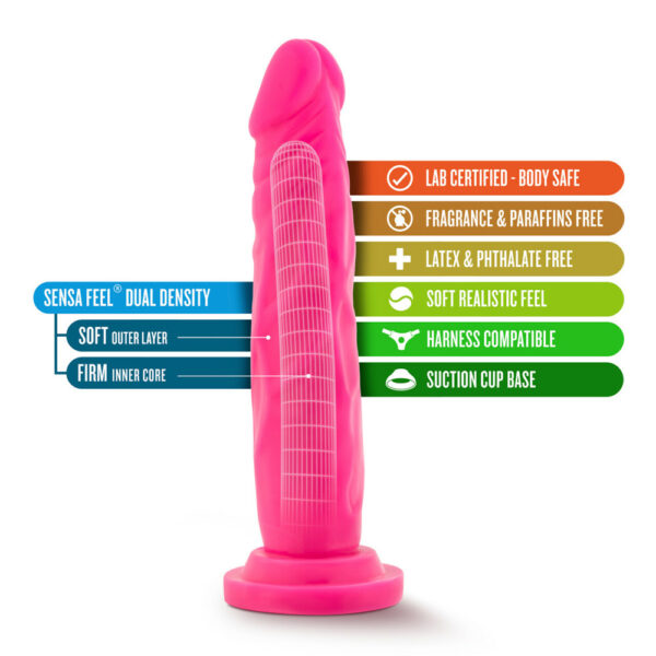 819835021551 2 Neo 7.5" Dual Density Cock Neon Pink