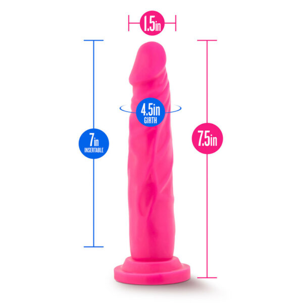 819835021551 3 Neo 7.5" Dual Density Cock Neon Pink