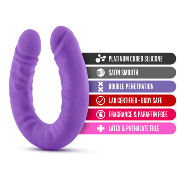819835021582 2 Ruse 18" Silicone Slim Double Dong Hot Purple