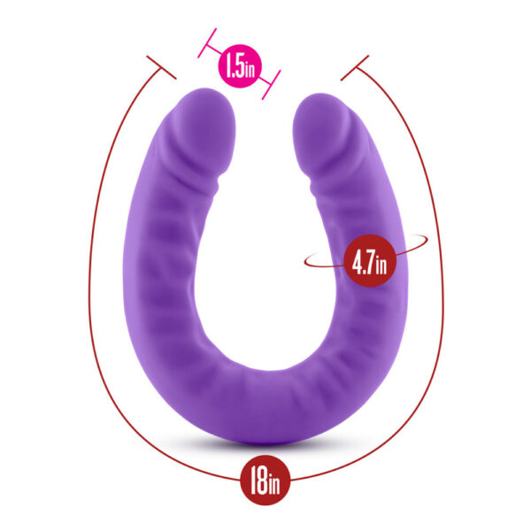 819835021582 3 Ruse 18" Silicone Slim Double Dong Hot Purple