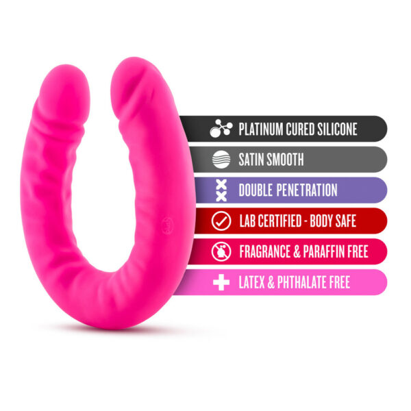 819835021599 2 Ruse 18" Silicone Slim Double Dong Hot Pink