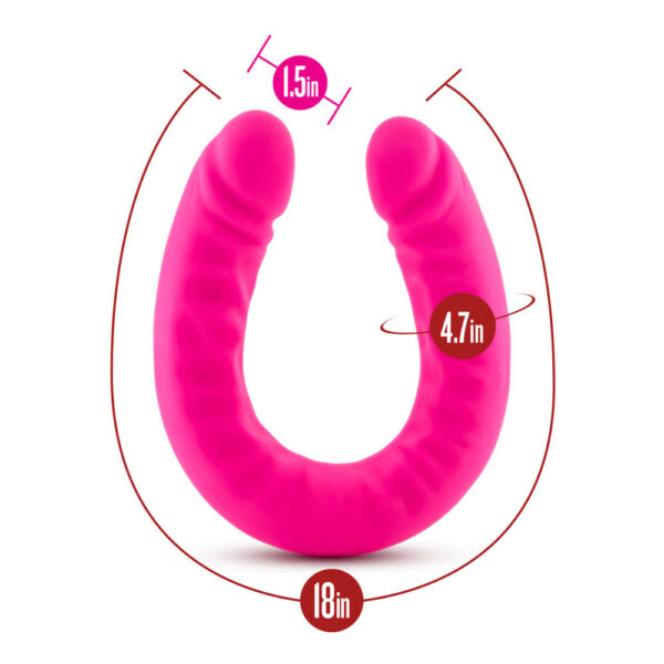 819835021599 3 Ruse 18" Silicone Slim Double Dong Hot Pink