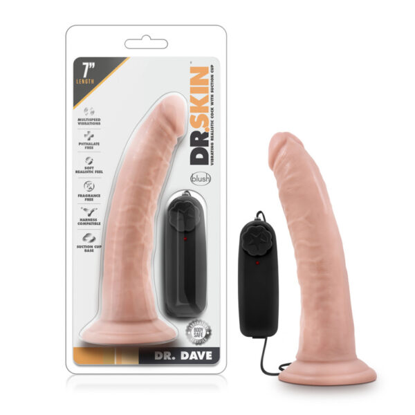 819835021896 Dr. Skin Dr. Dave 7" Vibrating Cock With Suction Cup Vanilla