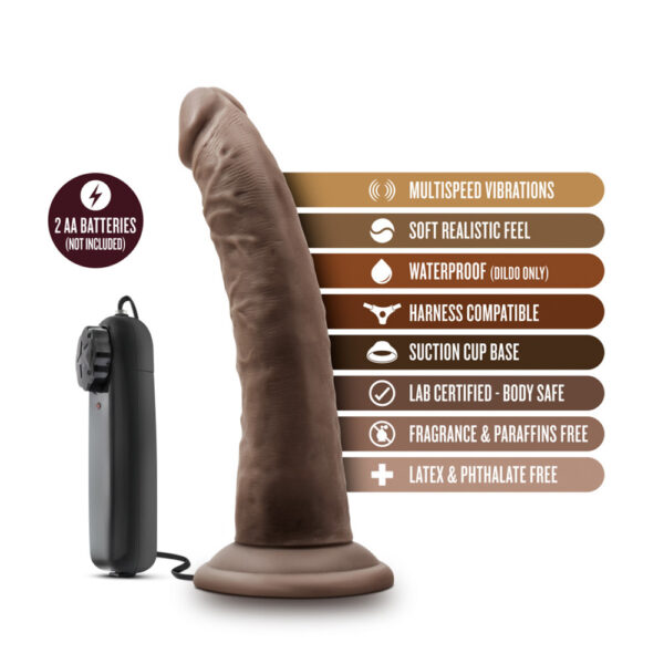 819835021919 2 Dr. Skin Dr. Dave 7" Vibrating Cock With Suction Cup Chocolate