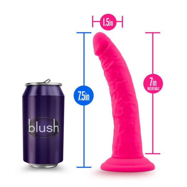 819835022107 3 Neo Elite 7.5" Silicone Dual Density Cock Neon Pink