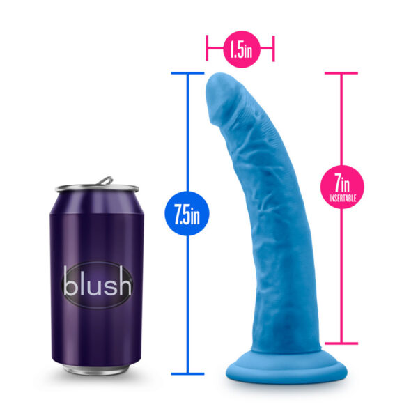 819835022114 3 Neo Elite 7.5" Silicone Dual Density Cock Neon Blue