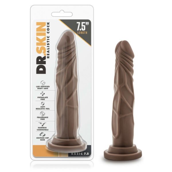 819835022190 Dr. Skin Realistic Cock Basic 7.5 Chocolate