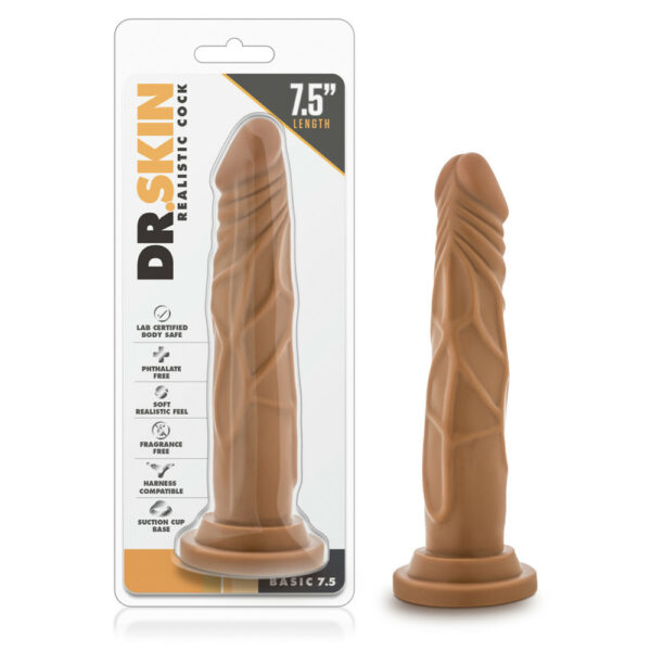 819835022206 Dr. Skin Realistic Cock Basic 7.5 Mocha