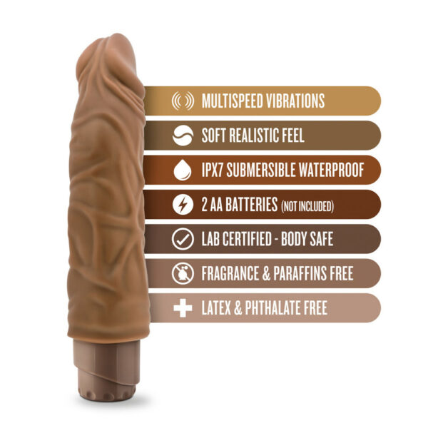 819835022220 2 Dr. Skin Cock Vibe 10 8.5" Vibrating Cock Mocha