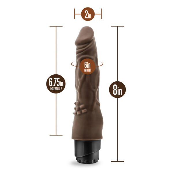 819835022244 3 Dr. Skin Cock Vibe 4 8" Vibrating Cock Chocolate