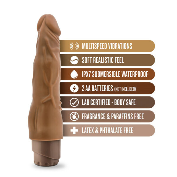 819835022251 2 Dr. Skin Cock Vibe 4 8" Vibrating Cock Mocha