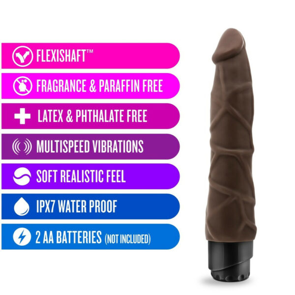 819835022268 2 Dr. Skin Cock Vibe 1 9" Vibrating Cock Chocolate