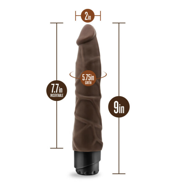 819835022268 3 Dr. Skin Cock Vibe 1 9" Vibrating Cock Chocolate