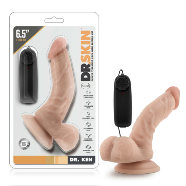 819835022374 Dr. Skin Dr. Ken 6.5" Vibrating Cock With Suction Cup Vanilla