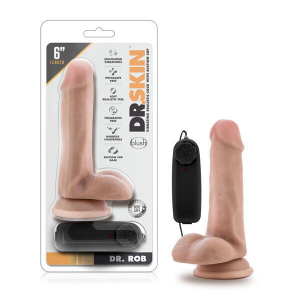 819835022381 Dr. Skin Dr. Rob 6" Vibrating Cock With Suction Cup Vanilla