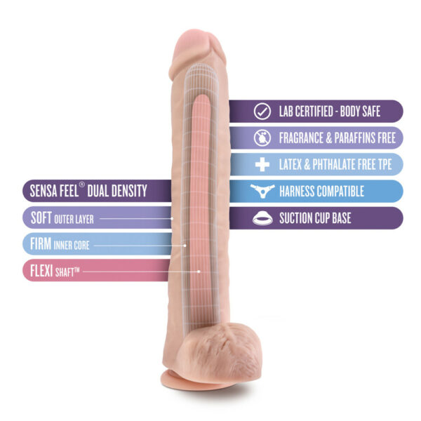 819835022695 2 Au Naturel Daddy 14" Sensa Feel Dual Density Dildo Vanilla