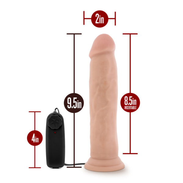 819835022749 3 Dr. Skin Dr. Throb 9.5" Vibrating Realistic Cock With Suction Cup Vanilla