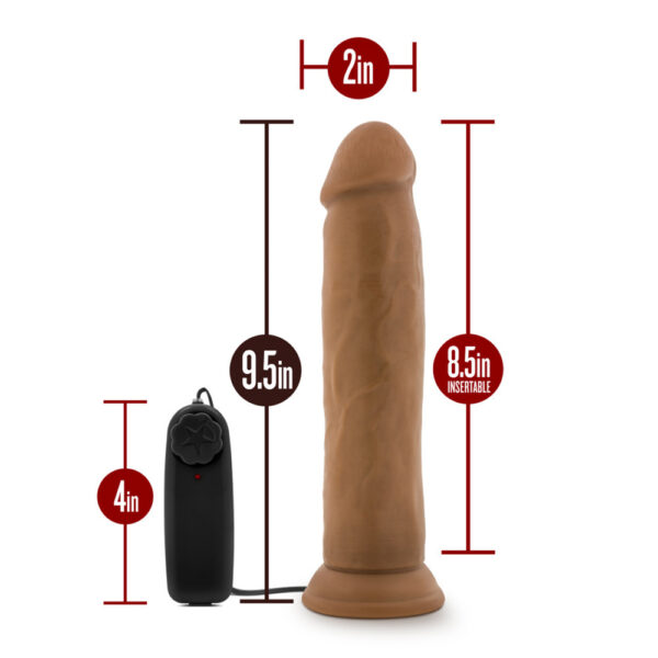 819835022763 3 Dr. Skin Dr. Throb 9.5" Vibrating Realistic Cock With Suction Cup Mocha