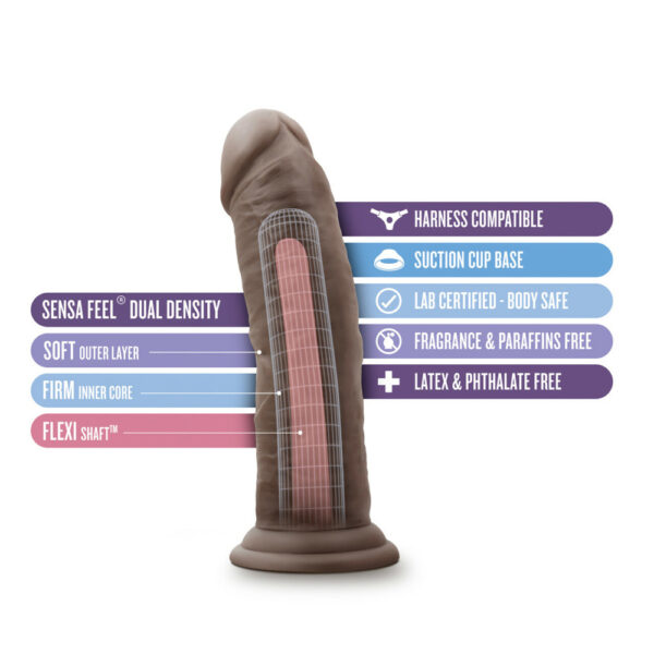 819835022909 2 Au Naturel 8" Dildo With Suction Cup Chocolate