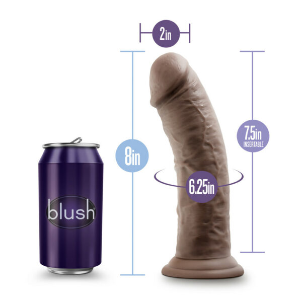 819835022909 3 Au Naturel 8" Dildo With Suction Cup Chocolate