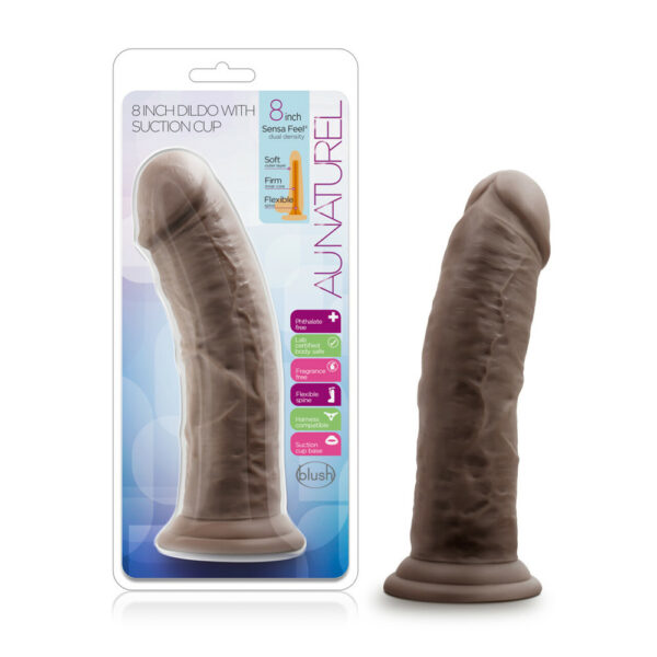 819835022909 Au Naturel 8" Dildo With Suction Cup Chocolate