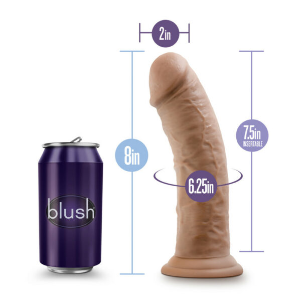 819835022916 3 Au Naturel 8" Dildo With Suction Cup Mocha