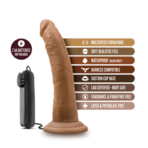 819835023012 2 Dr. Skin Dr. Dave 7" Vibrating Cock With Suction Cup Mocha