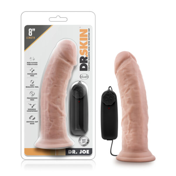 819835023043 Dr. Skin Dr. Joe 8" Vibrating Cock With Suction Cup Vanilla