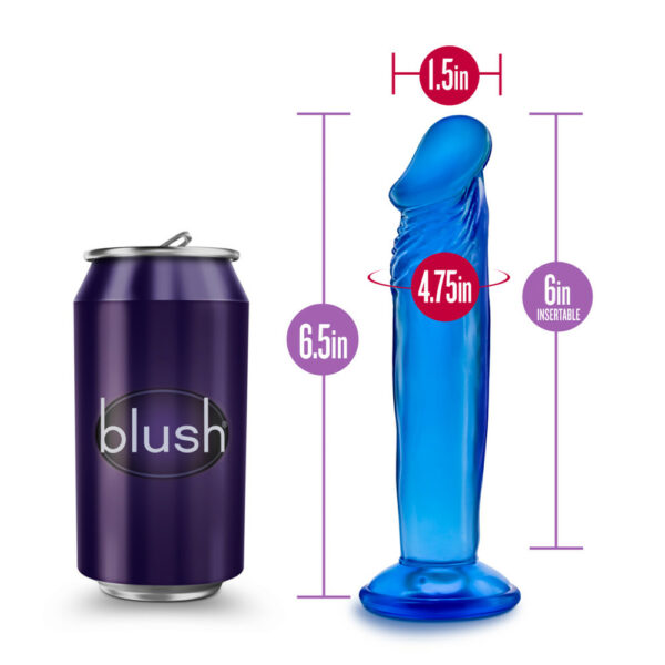 819835023111 3 B Yours Sweet N' Small 6" Dildo With Suction Cup Blue