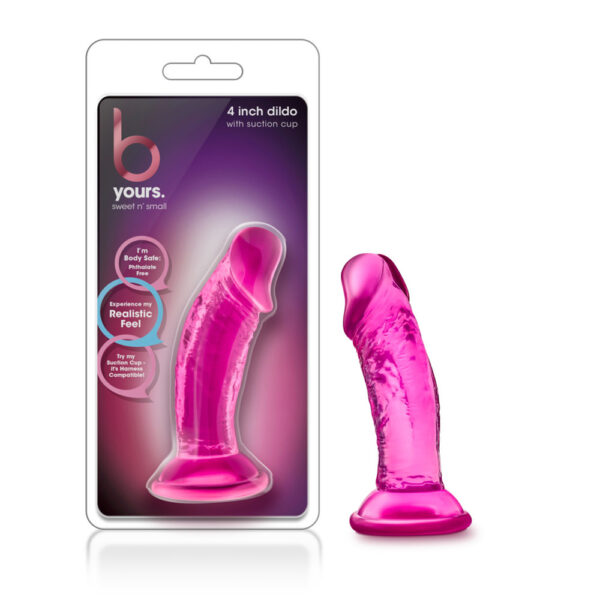 819835023159 B Yours Sweet N' Small 4" Dildo With Suction Cup Pink