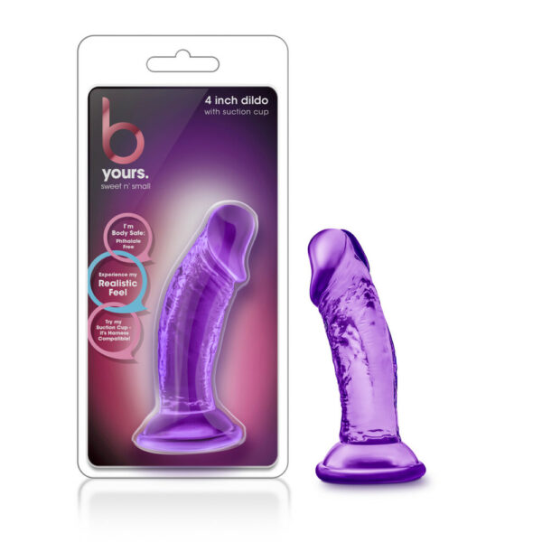 819835023166 B Yours Sweet N' Small 4" Dildo With Suction Cup Purple