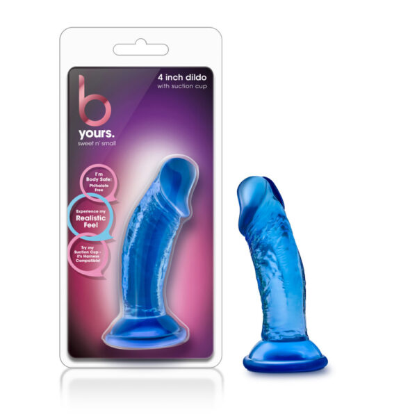 819835023173 B Yours Sweet N' Small 4" Dildo With Suction Cup Blue