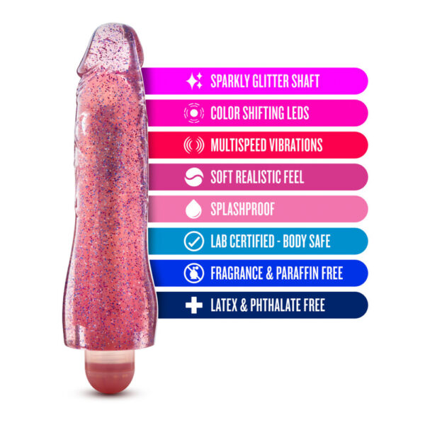 819835023241 2 Glow Dicks Molly Glitter Vibrator Pink