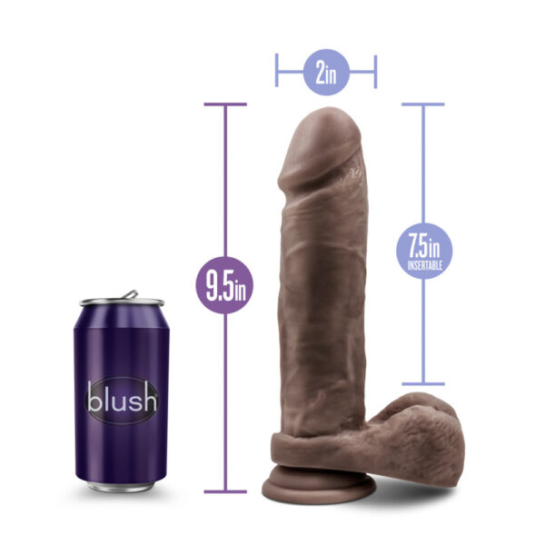 819835023609 3 Au Natural 9.5" Dildo With Suction Cup Chocolate