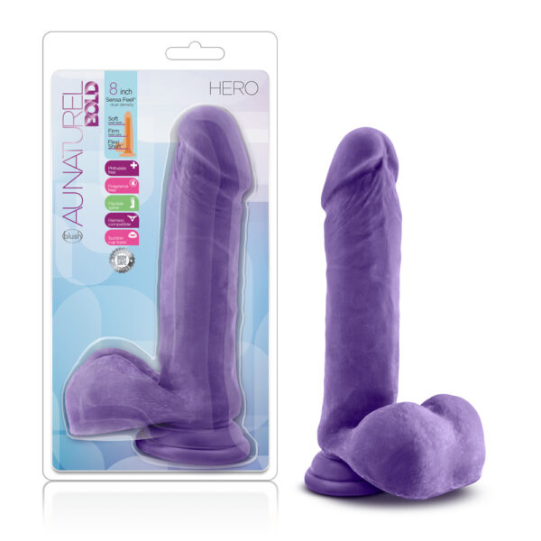 819835023753 Au Naturel Bold Hero 8" Dildo Purple